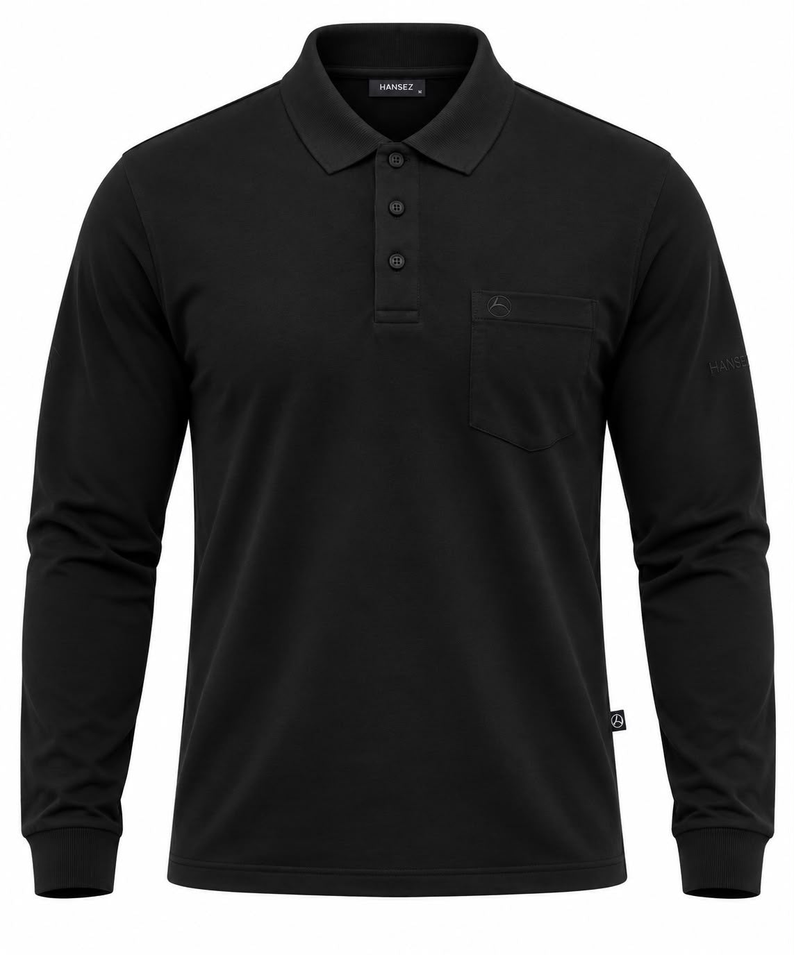 Men's Basic T-Shirt Polo Neck Long Sleeve