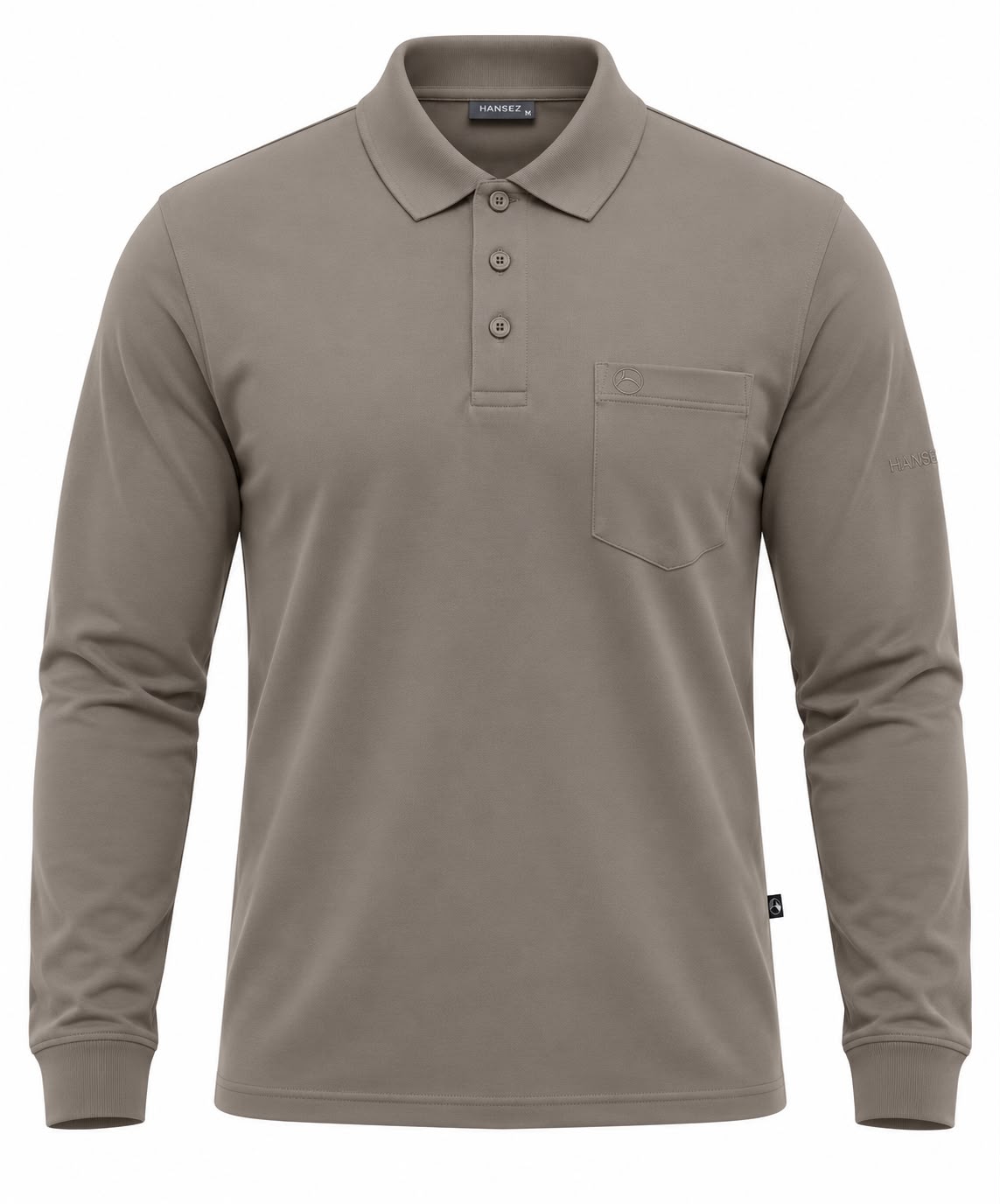 Men's Basic T-Shirt Polo Neck Long Sleeve