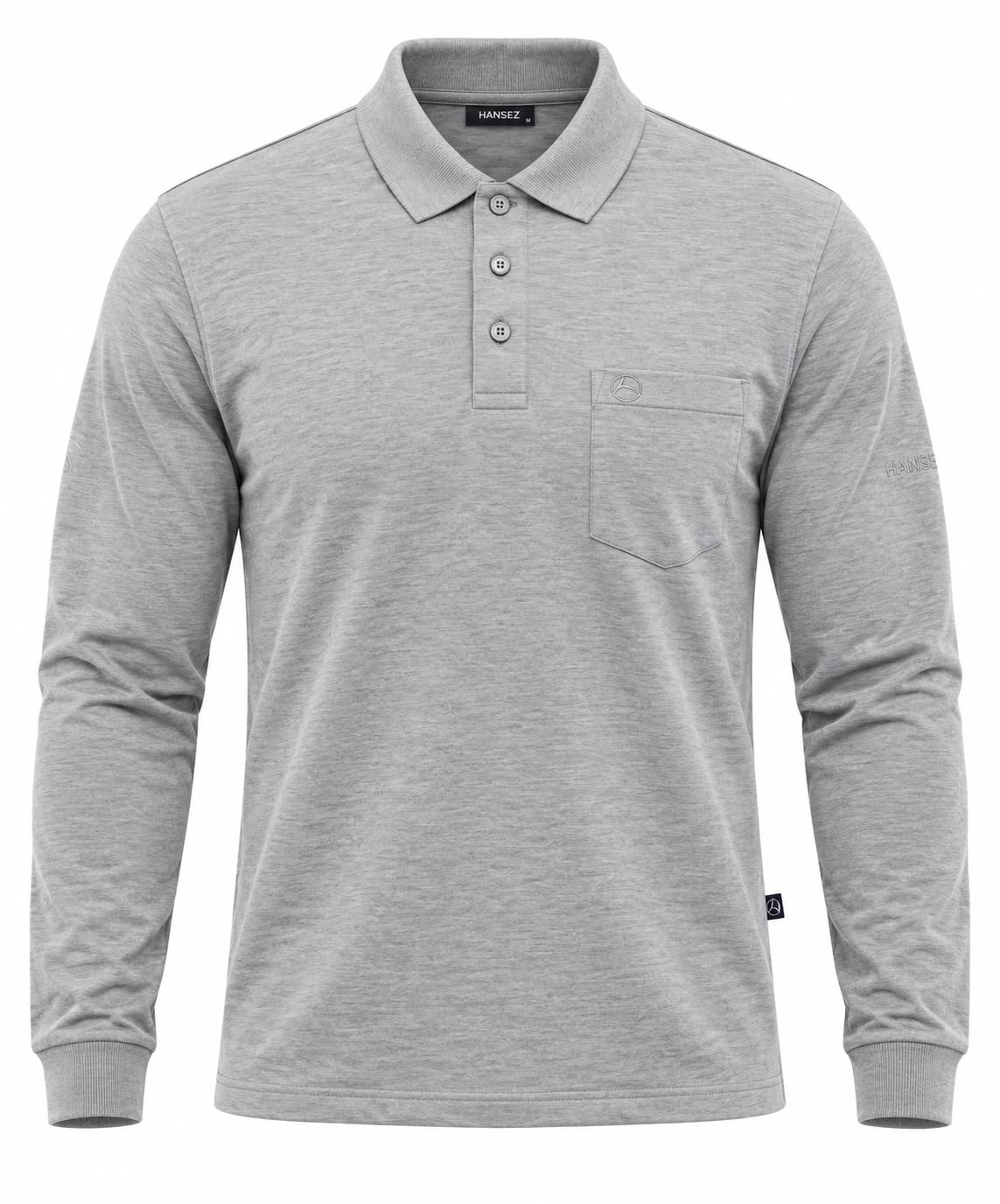 Men's Basic T-Shirt Polo Neck Long Sleeve