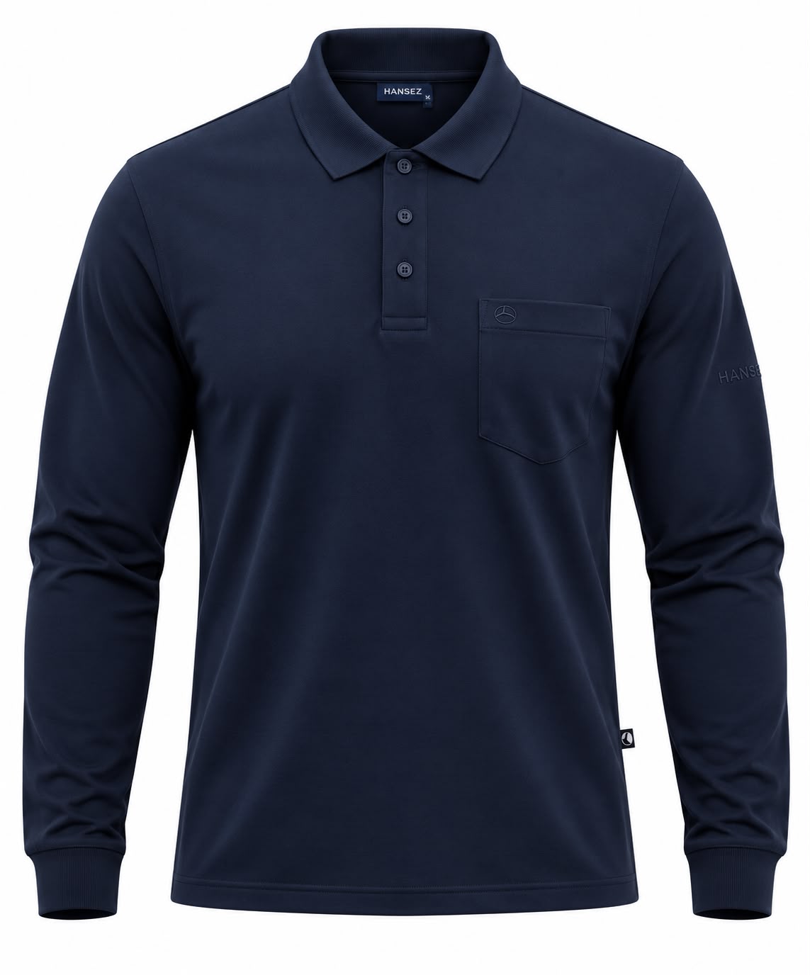 Men's Basic T-Shirt Polo Neck Long Sleeve