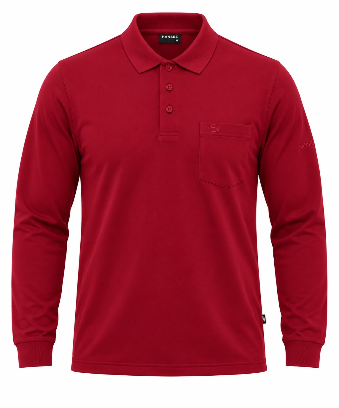 Men's Basic T-Shirt Polo Neck Long Sleeve