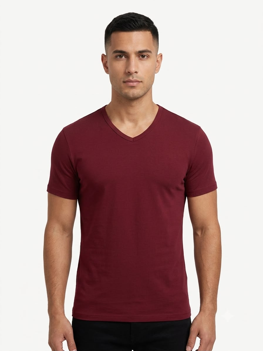 Men's Slim Fit Basic T-Shirt V-neck